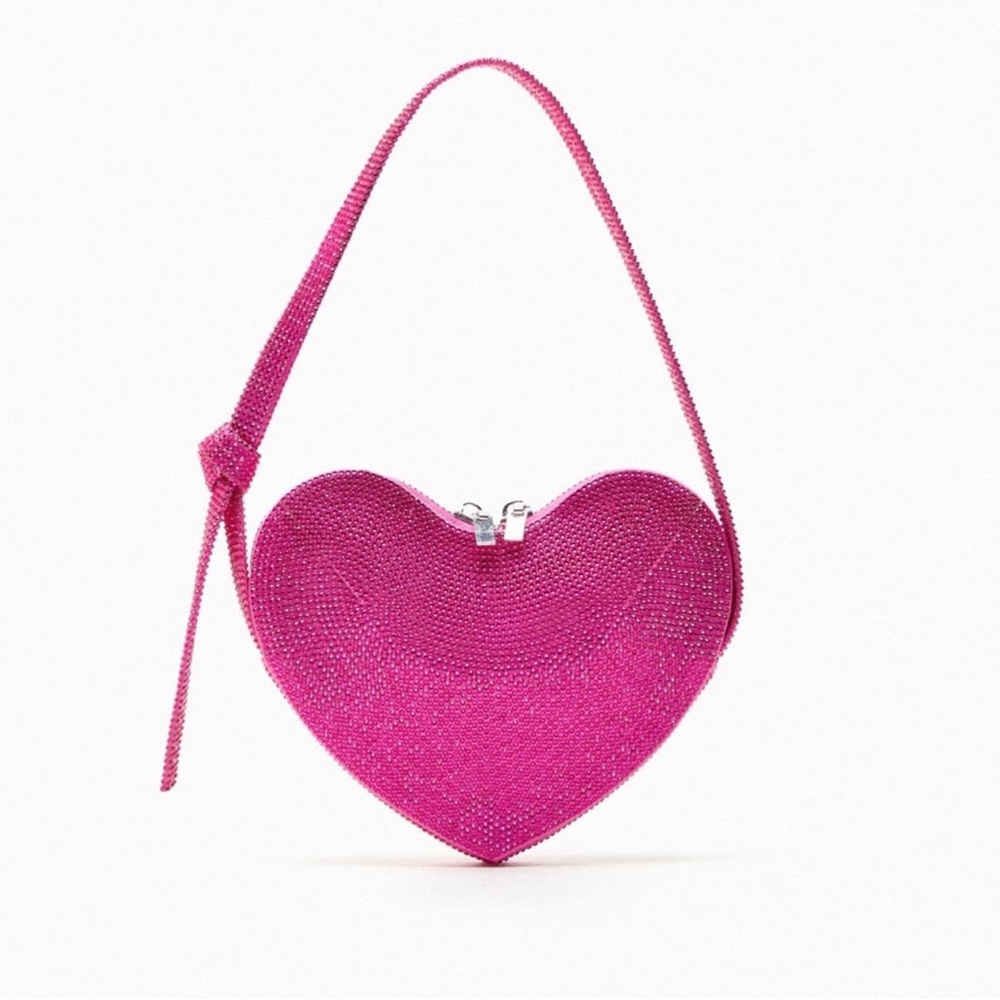 Zara Rhinestone Heart Shoulder Bag
